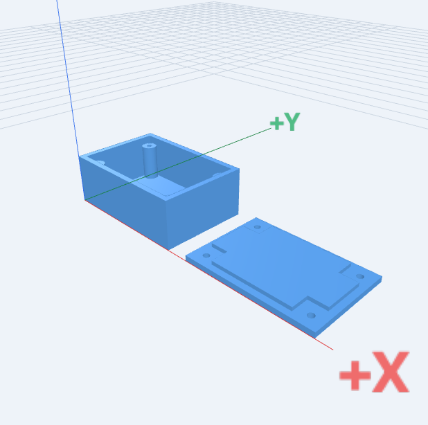 Enclosure, Lid & Screw Bosses: compiled 3D model